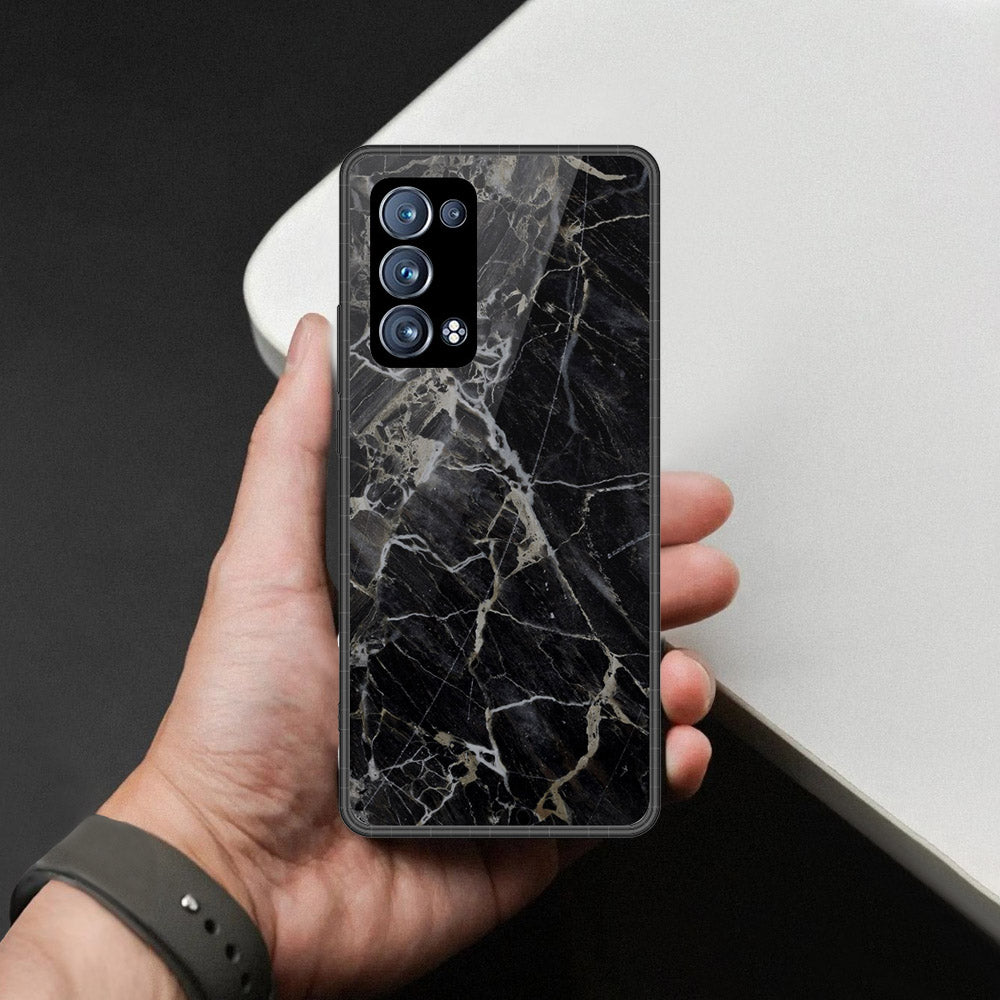 Oppo Reno 6 Pro Plus Cover - Black Marble Series - HQ Ultra Shine Premium Infinity Glass Soft Silicon Borders Case