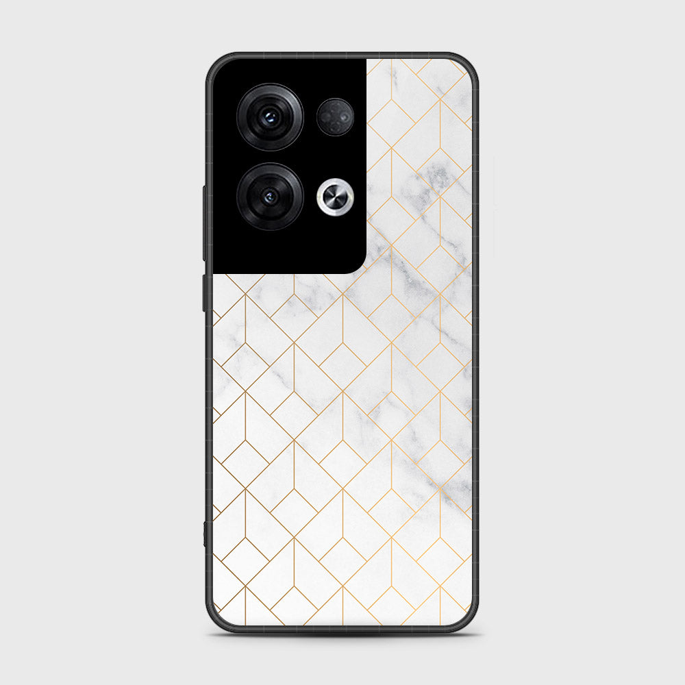 Oppo Reno 8 Pro Cover- White Marble Series 2 - HQ Ultra Shine Premium Infinity Glass Soft Silicon Borders Case
