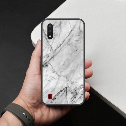 Samsung Galaxy A01 - White Marble Series - HQ Premium Shine Durable Shatterproof Case