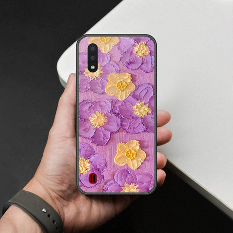 Samsung Galaxy A01 Cover - Floral Series - Design 8 - Purple & Yellow - HQ Premium Shine Durable Shatterproof Case