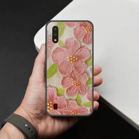 Samsung Galaxy A01 Cover - Floral Series - Design 9 - Pink & Green - HQ Premium Shine Durable Shatterproof Case