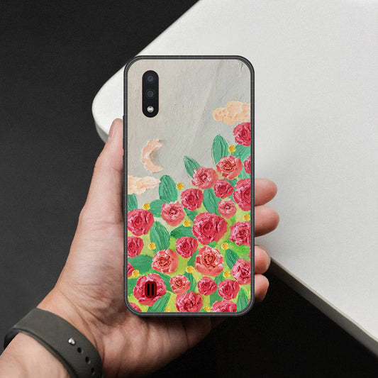Samsung Galaxy A01 Cover - Floral Series - Design 10 - Red & Green - HQ Premium Shine Durable Shatterproof Case