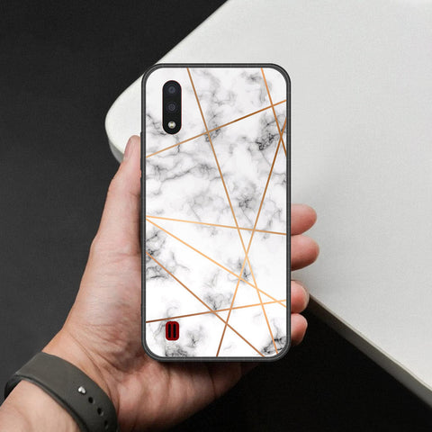 Samsung Galaxy A01 - White Marble Series 2 - HQ Premium Shine Durable Shatterproof Case