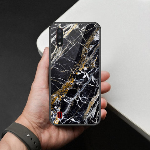 Samsung Galaxy A01 - Black Marble Series - HQ Premium Shine Durable Shatterproof Case