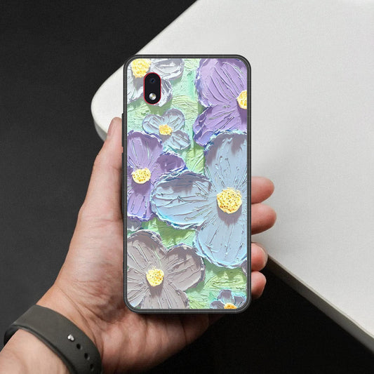 Samsung Galaxy A01 Core Cover - Floral Series - Design 1 - Purple & Aqua - HQ Premium Shine Durable Shatterproof Case