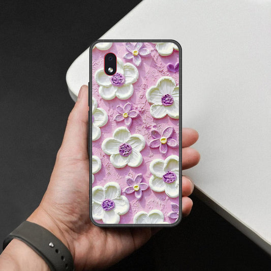 Samsung Galaxy A01 Core Cover - Floral Series - Design 4 - Purple & White - HQ Premium Shine Durable Shatterproof Case