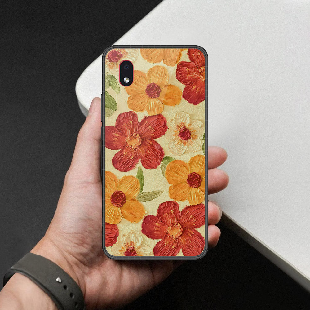 gcsSamsung Galaxy A01 Core Cover - Floral Series - Design 6 - Red & Orange - HQ Premium Shine Durable Shatterproof Case