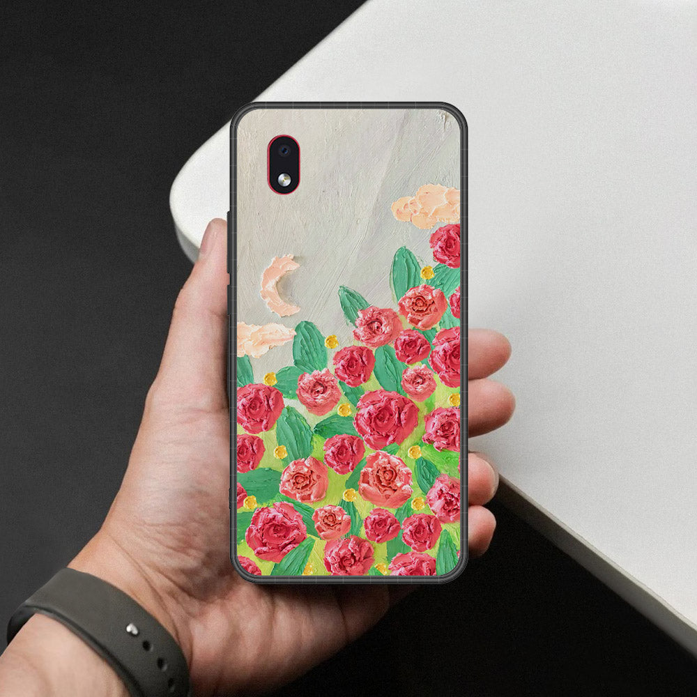 Samsung Galaxy A01 Core Cover - Floral Series - Design 10 - Red & Green - HQ Premium Shine Durable Shatterproof Case
