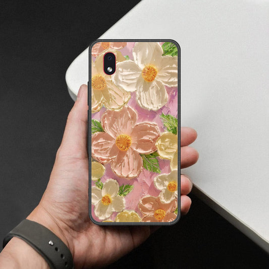 Samsung Galaxy A01 Core Cover - Floral Series - Design 11 - White & Green - HQ Premium Shine Durable Shatterproof Case