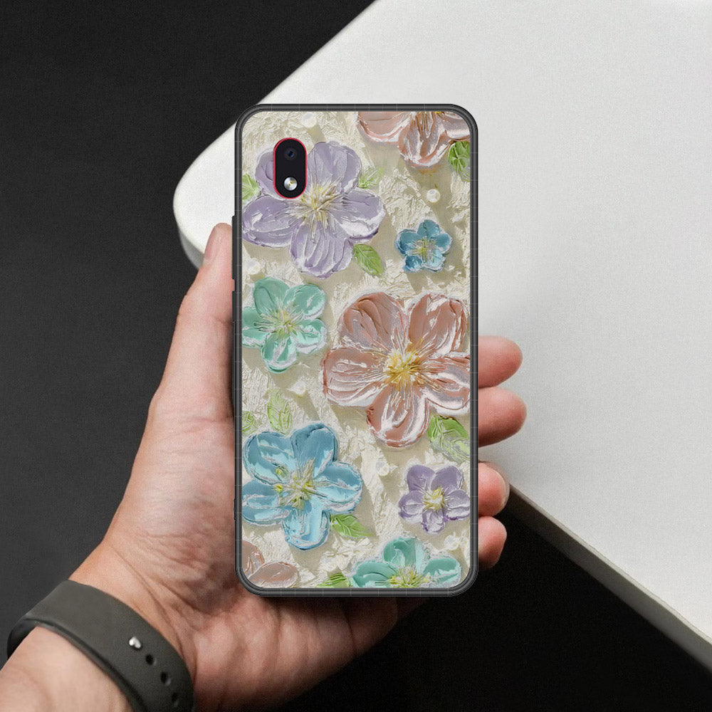 Samsung Galaxy A01 Core Cover - Floral Series - Design 14 - Blue & Purple - HQ Premium Shine Durable Shatterproof Case