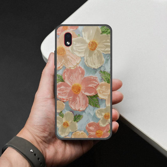 Samsung Galaxy A01 Core Cover - Floral Series - Design 16 - Cyan & Pink - HQ Premium Shine Durable Shatterproof Case