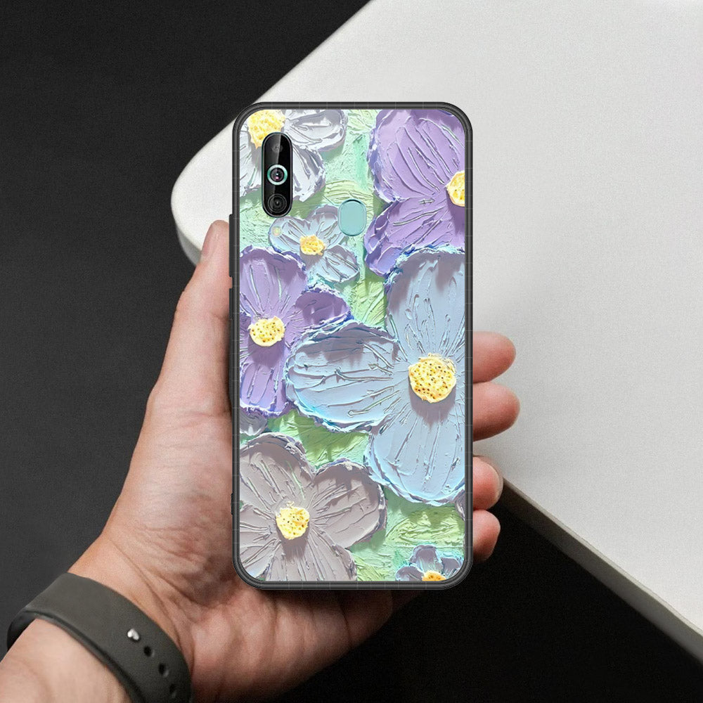 Samsung Galaxy A60 Cover - Floral Series - Design 1 - Purple & Aqua - HQ Premium Shine Durable Shatterproof Case