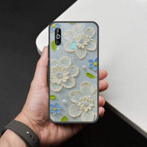 Samsung Galaxy A60 Cover - Floral Series - Design 3 - Sky Blue - HQ Premium Shine Durable Shatterproof Case