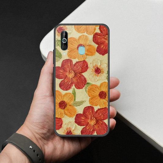 Samsung Galaxy A60 Cover - Floral Series - Design 6 - Red & Orange - HQ Premium Shine Durable Shatterproof Case