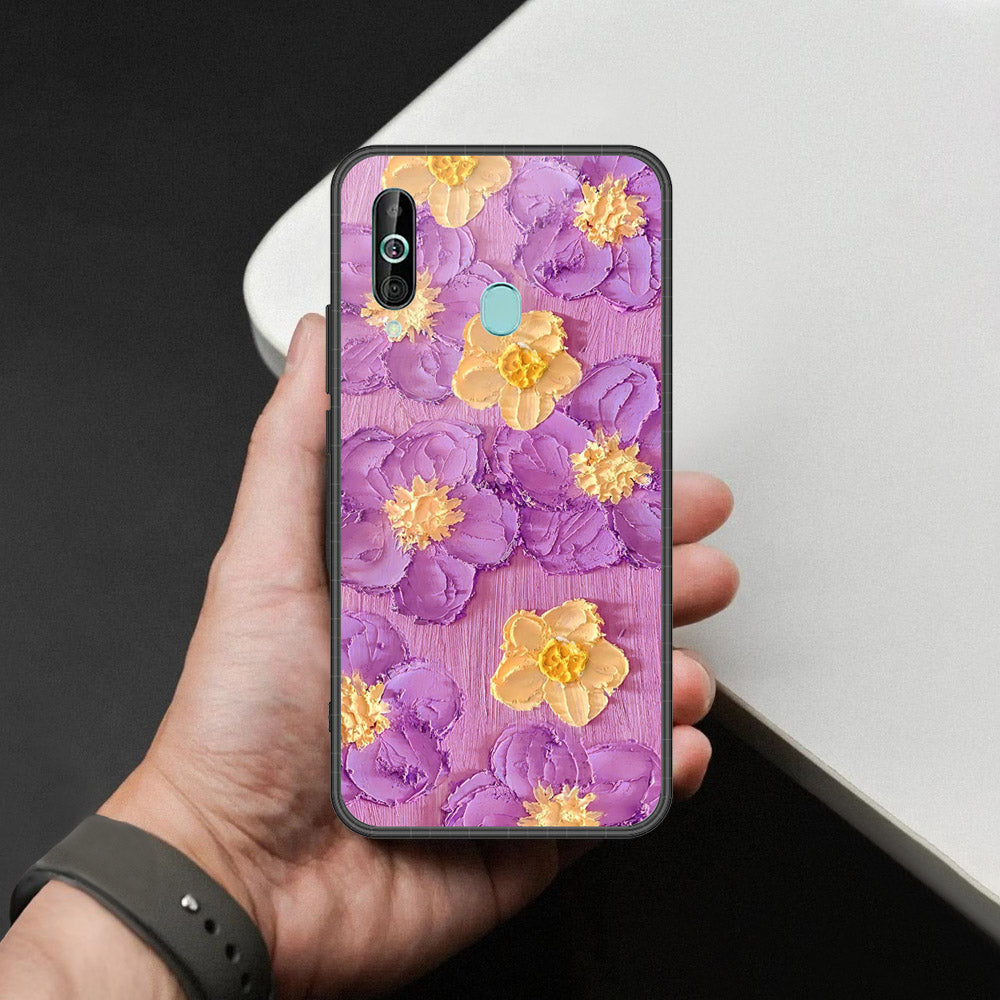 Samsung Galaxy M40 Cover - Floral Series - Design 8 - Purple & Yellow - HQ Premium Shine Durable Shatterproof Case