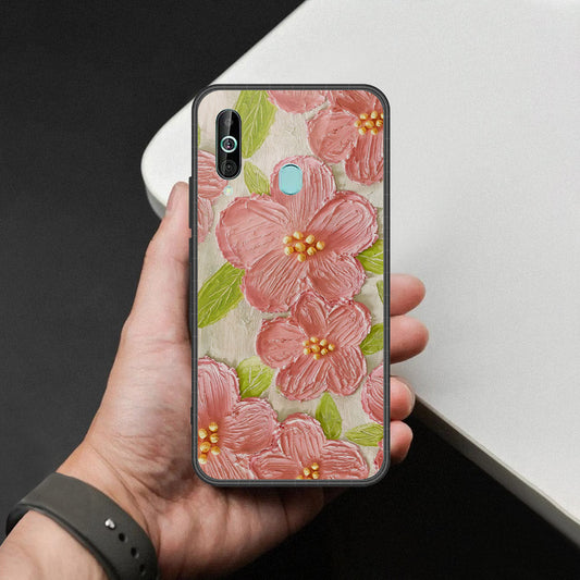 Samsung Galaxy A60 Cover - Floral Series - Design 9 - Pink & Green - HQ Premium Shine Durable Shatterproof Case