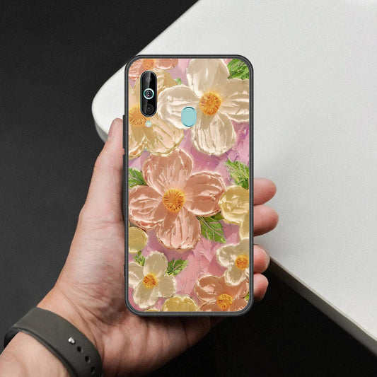 Samsung Galaxy M40 Cover - Floral Series - Design 11 - White & Green - HQ Premium Shine Durable Shatterproof Case