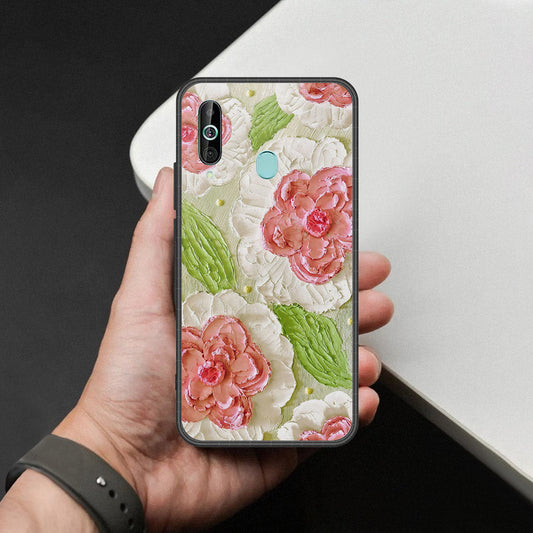 Samsung Galaxy M40 Cover - Floral Series - Design 13 - Offwhite & Green - HQ Premium Shine Durable Shatterproof Case