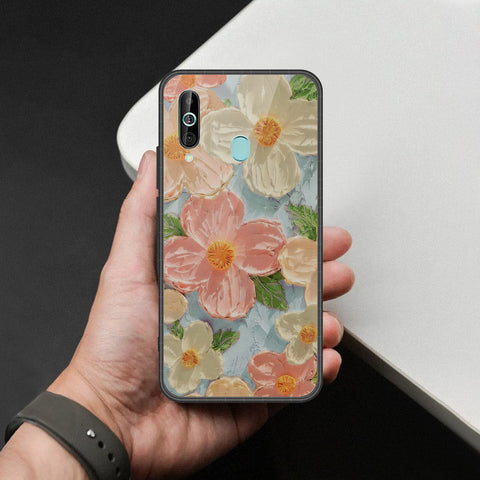 Samsung Galaxy M40 Cover - Floral Series - Design 16 - Cyan & Pink - HQ Premium Shine Durable Shatterproof Case