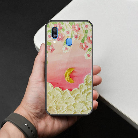 Samsung Galaxy A40 Cover - Floral Series - Design 7 - Pink & Yellow - HQ Premium Shine Durable Shatterproof Case