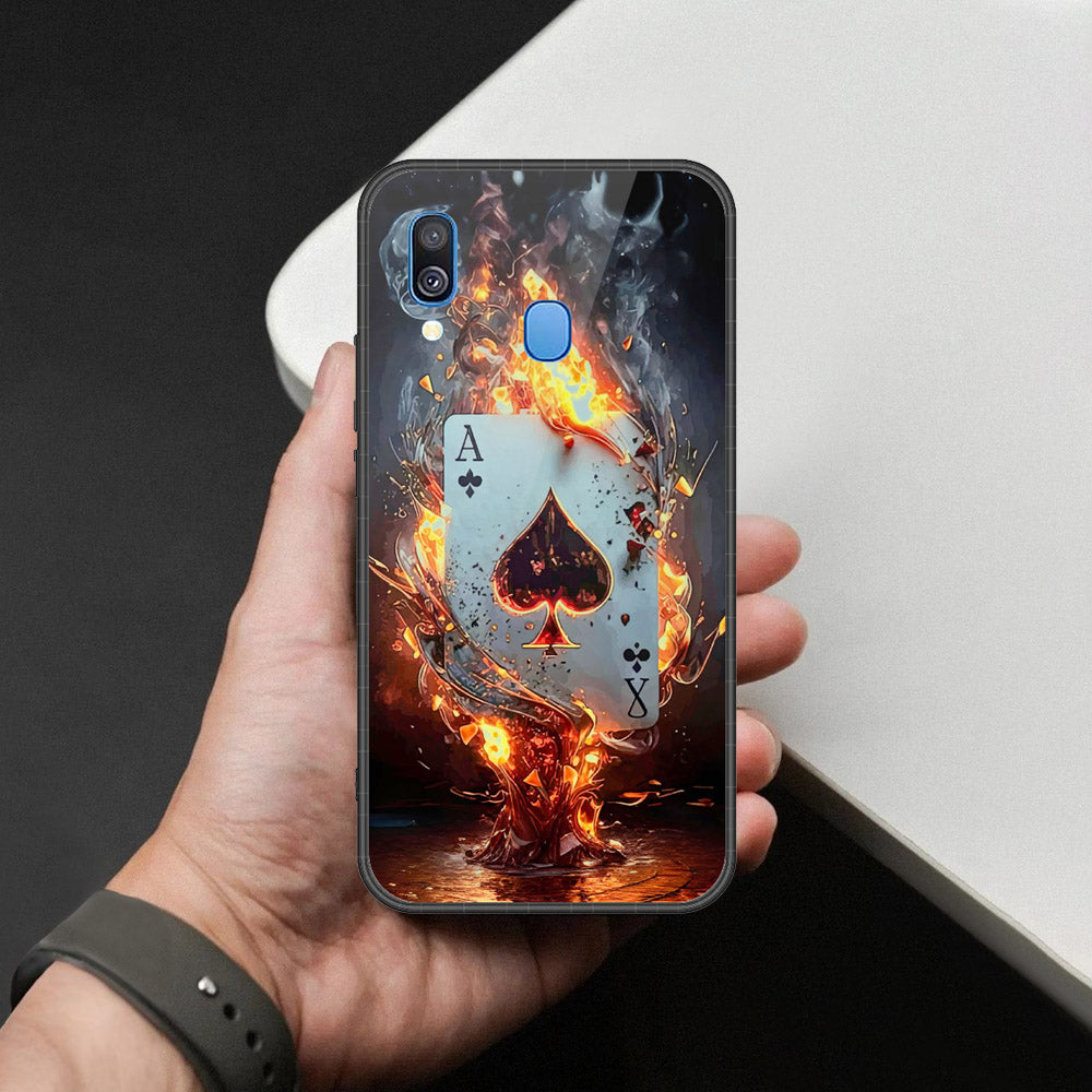 Samsung Galaxy M20 Cover - Ace of Fire Rising Star Design - HQ Premium Shine Durable Shatterproof Case