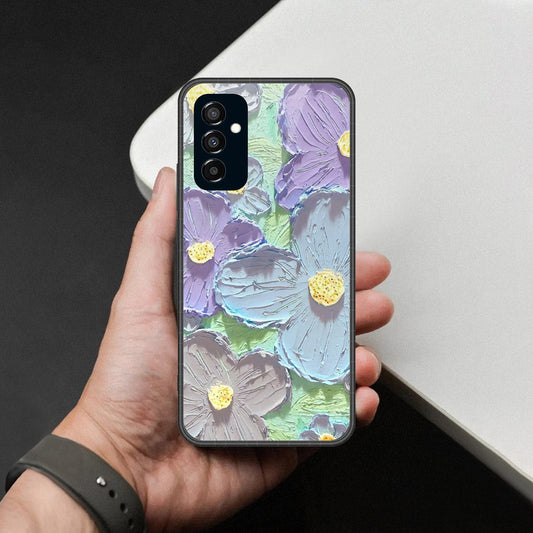 Samsung Galaxy F23 Cover - Floral Series - Design 1 - Purple & Aqua - HQ Premium Shine Durable Shatterproof Case