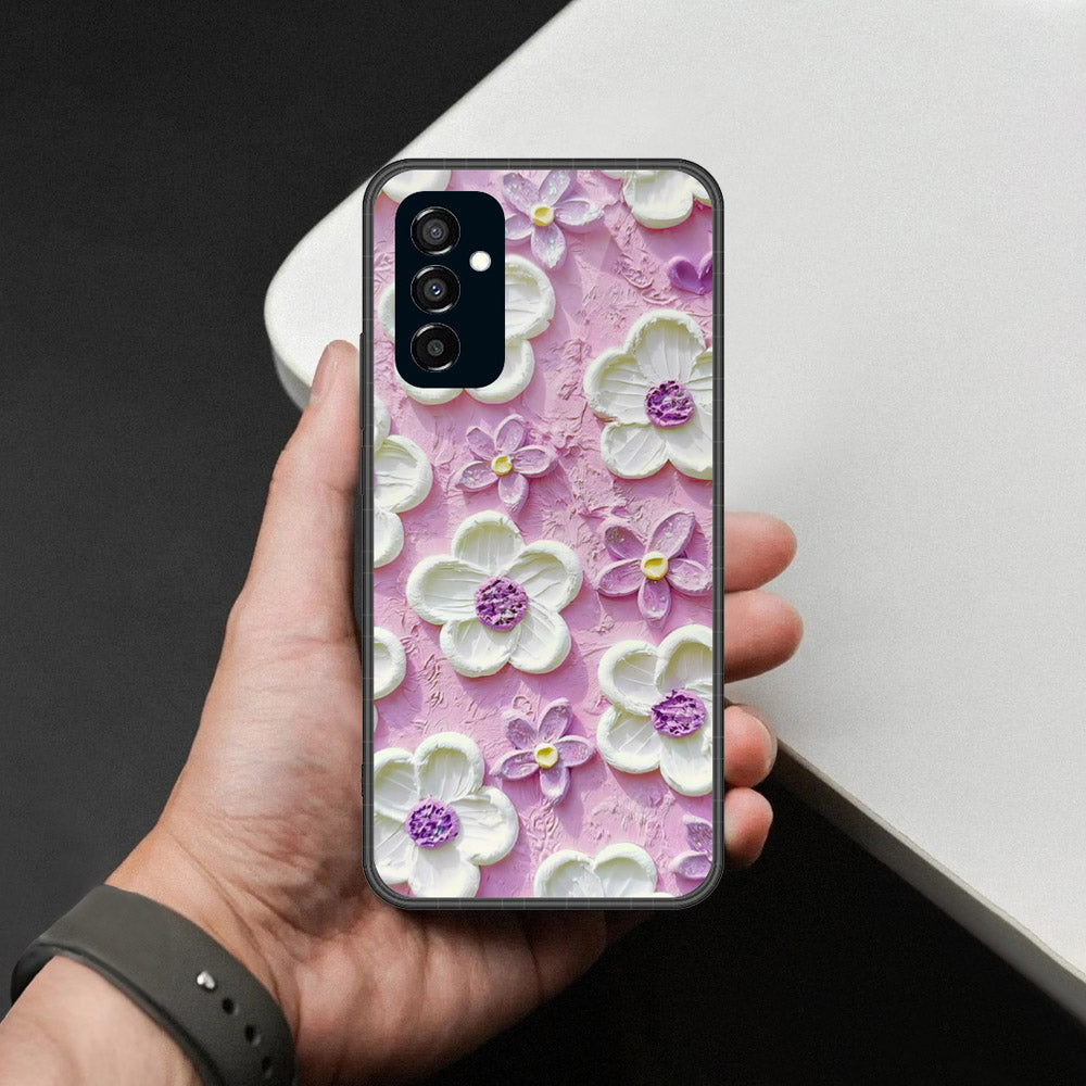 Samsung Galaxy M23 Cover - Floral Series - Design 4 - Purple & White - HQ Premium Shine Durable Shatterproof Case