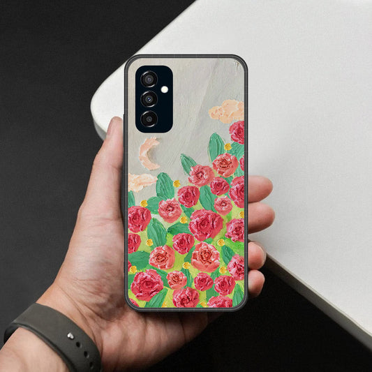 Samsung Galaxy F23 Cover - Floral Series - Design 10 - Red & Green - HQ Premium Shine Durable Shatterproof Case
