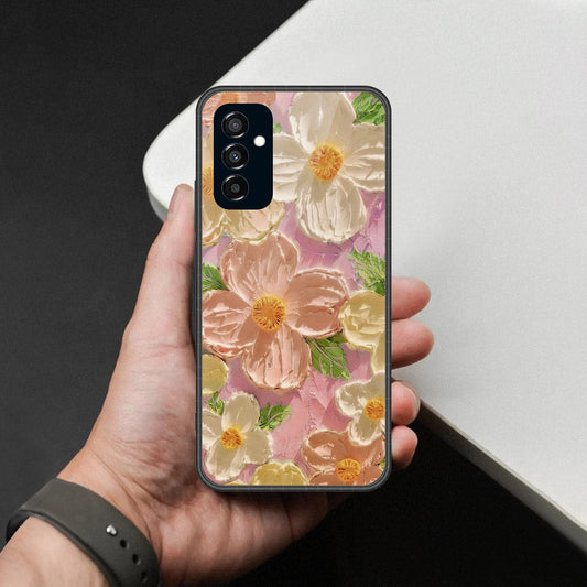 Samsung Galaxy M23 Cover - Floral Series - Design 11 - White & Green - HQ Premium Shine Durable Shatterproof Case