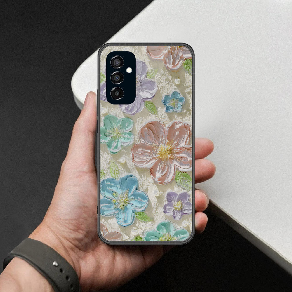 Samsung Galaxy M23 Cover - Floral Series - Design 14 - Blue & Purple - HQ Premium Shine Durable Shatterproof Case