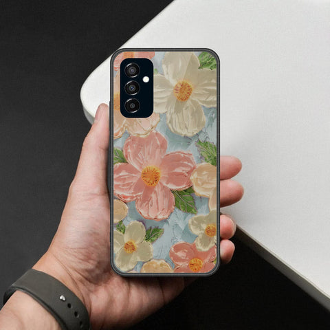 Samsung Galaxy F23 Cover - Floral Series - Design 16 - Cyan & Pink - HQ Premium Shine Durable Shatterproof Case