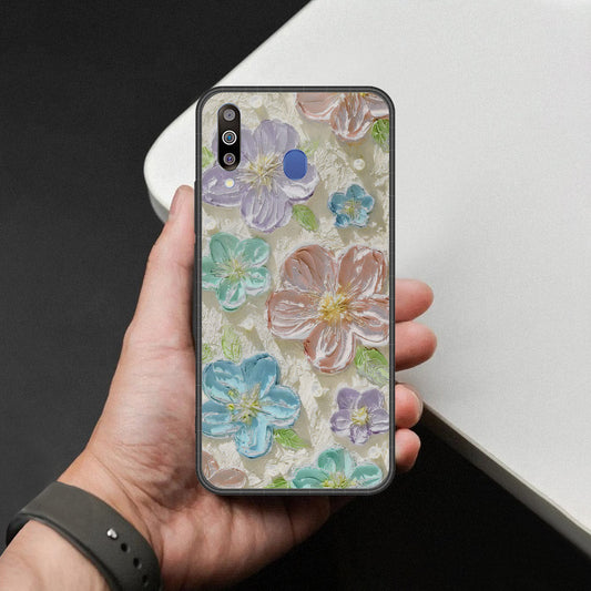 Samsung Galaxy M30 Cover - Floral Series - Design 14 - Blue & Purple - HQ Premium Shine Durable Shatterproof Case