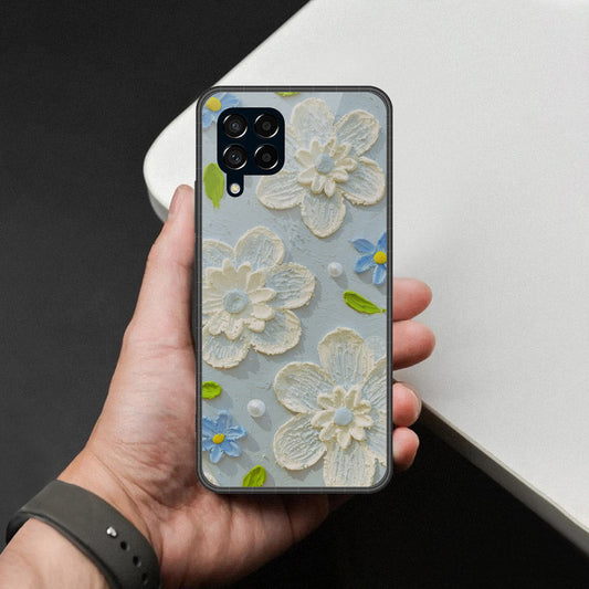 Samsung Galaxy M53 Cover - Floral Series - Design 3 - Sky Blue - HQ Premium Shine Durable Shatterproof Case