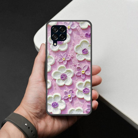 Samsung Galaxy M53 Cover - Floral Series - Design 4 - Purple & White - HQ Premium Shine Durable Shatterproof Case