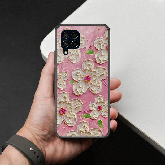 Samsung Galaxy M53 Cover - Floral Series - Design 5 - Pink & White - HQ Premium Shine Durable Shatterproof Case