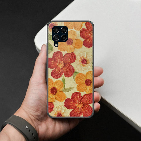 Samsung Galaxy M53 Cover - Floral Series - Design 6 - Red & Orange - HQ Premium Shine Durable Shatterproof Case