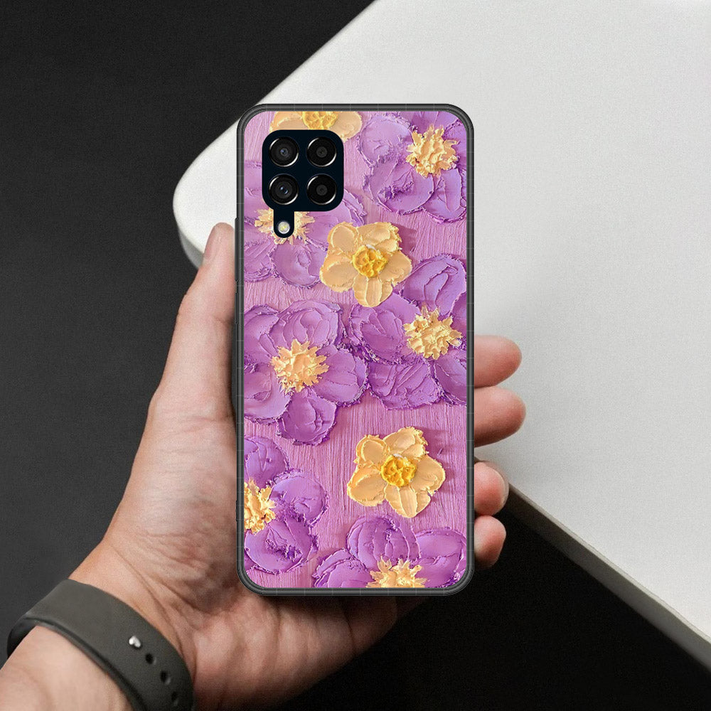 Samsung Galaxy M53 Cover - Floral Series - Design 8 - Purple & Yellow - HQ Premium Shine Durable Shatterproof Case