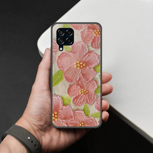 Samsung Galaxy M53 Cover - Floral Series - Design 9 - Pink & Green - HQ Premium Shine Durable Shatterproof Case