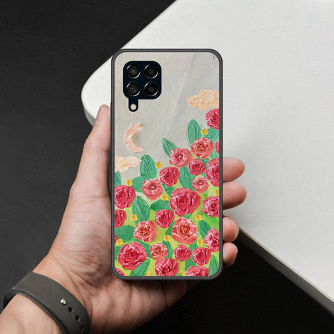Samsung Galaxy M53 Cover - Floral Series - Design 10 - Red & Green - HQ Premium Shine Durable Shatterproof Case
