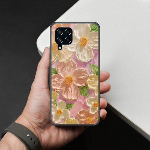 Samsung Galaxy M53 Cover - Floral Series - Design 11 - White & Green - HQ Premium Shine Durable Shatterproof Case