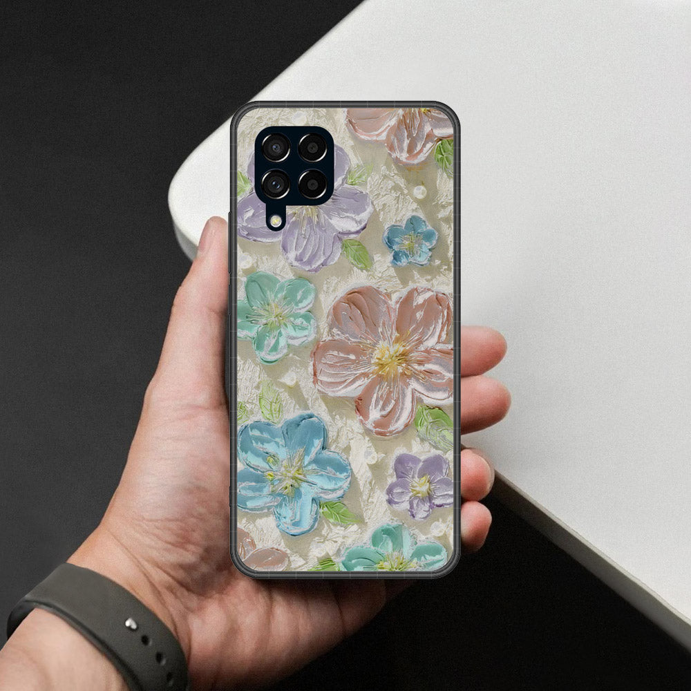Samsung Galaxy M53 Cover - Floral Series - Design 14 - Blue & Purple - HQ Premium Shine Durable Shatterproof Case
