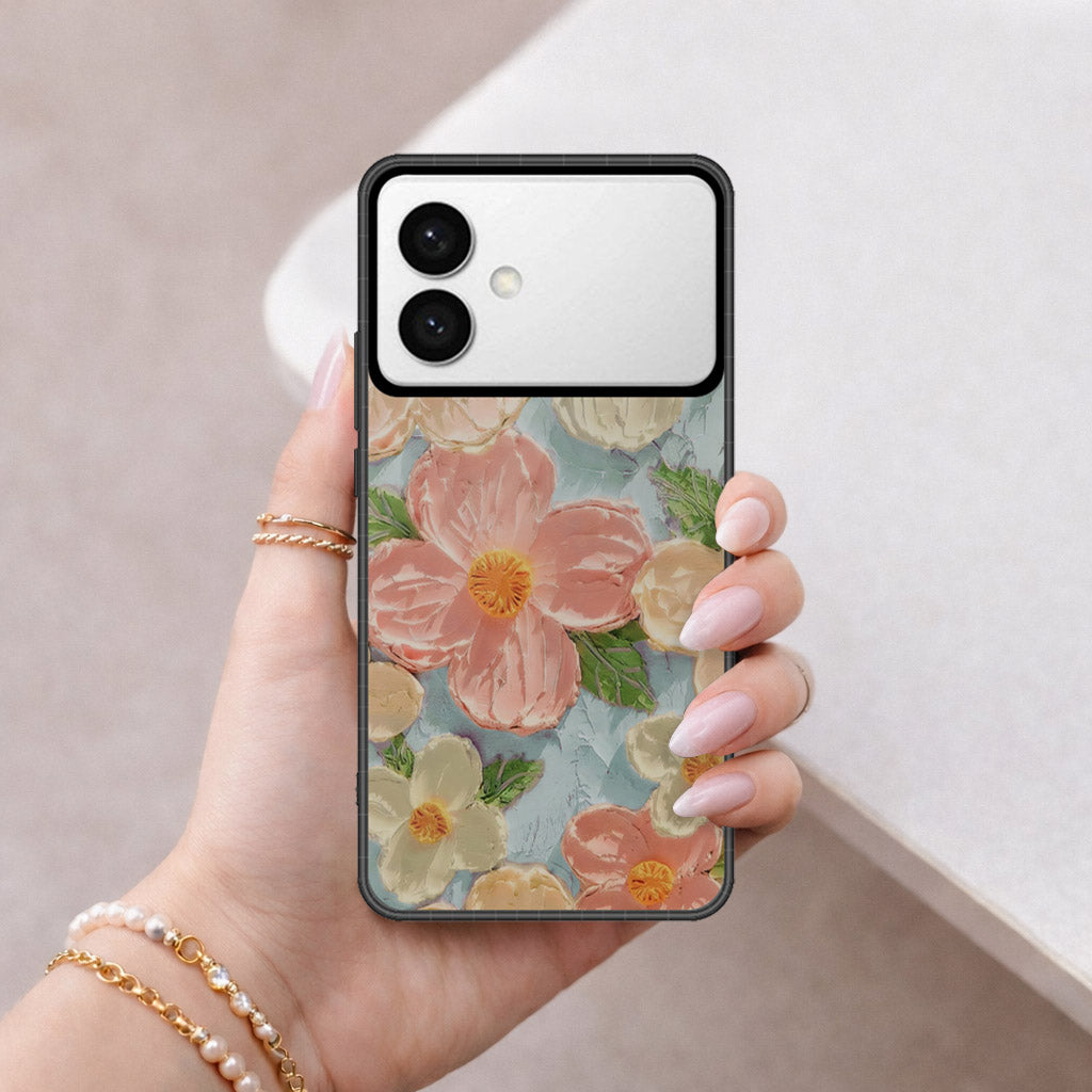 Samsung Galaxy S26 Edge Cover - Floral Series - Design 16 - Cyan & Pink - HQ Premium Shine Durable Shatterproof Case