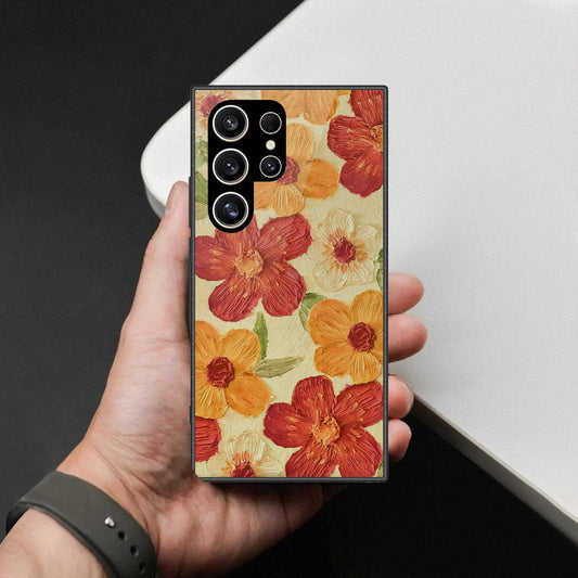 Samsung Galaxy S26 Ultra Cover - Floral Series - Design 6 - Red & Orange - HQ Premium Shine Durable Shatterproof Case