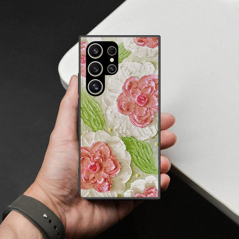 Samsung Galaxy S26 Ultra Cover - Floral Series - Design 13 - Offwhite & Green - HQ Premium Shine Durable Shatterproof Case