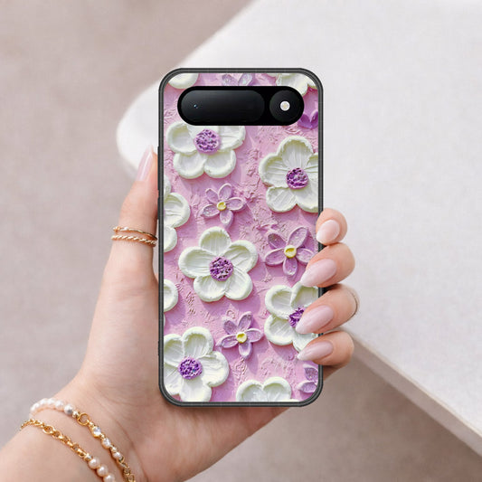 Tecno Spark 50 5G Cover - Floral Series - Design 4 - Purple & White - HQ Ultra Shine Premium Infinity Glass Soft Silicon Borders Case
