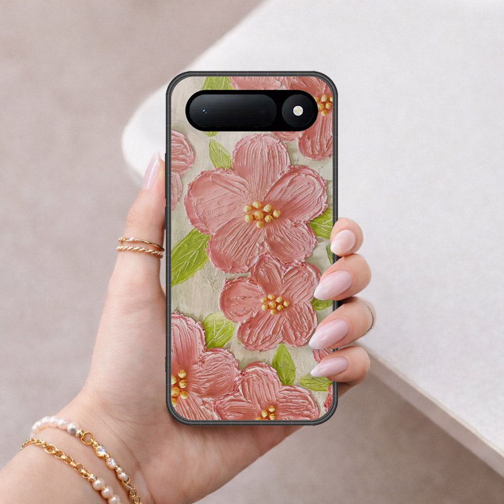 Tecno Spark 50 5G Cover - Floral Series - Design 9 - Pink & Green - HQ Ultra Shine Premium Infinity Glass Soft Silicon Borders Case