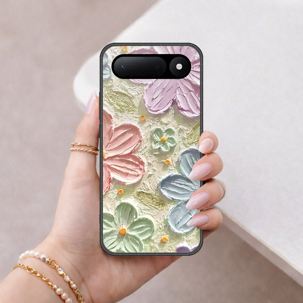 Tecno Spark 50 5G Cover - Floral Series - Design 15 - Blue & Green - HQ Ultra Shine Premium Infinity Glass Soft Silicon Borders Case