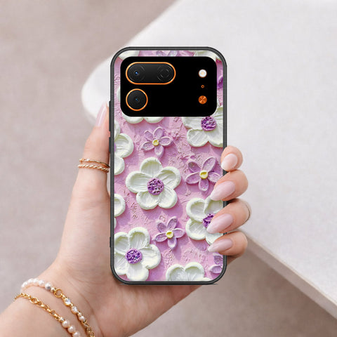 Tecno Spark 50 Pro Cover - Floral Series - Design 4 - Purple & White - HQ Ultra Shine Premium Infinity Glass Soft Silicon Borders Case