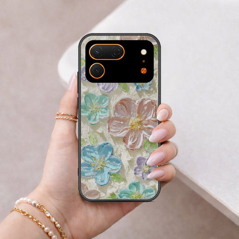 Tecno Spark 50 Pro Cover - Floral Series - Design 14 - Blue & Purple - HQ Ultra Shine Premium Infinity Glass Soft Silicon Borders Case