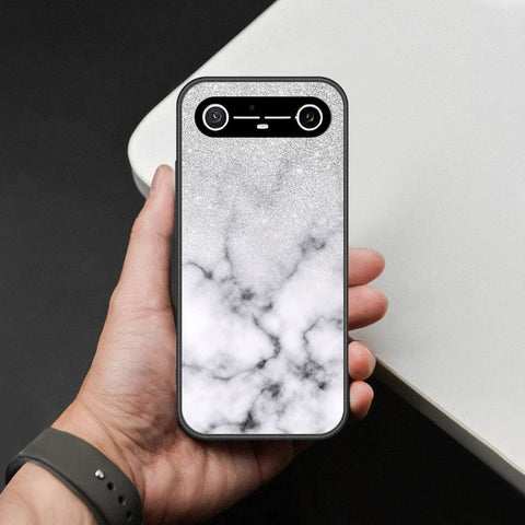 Tecno Pova Slim Cover - White Marble Series - HQ Ultra Shine Premium Infinity Glass Soft Silicon Borders Case